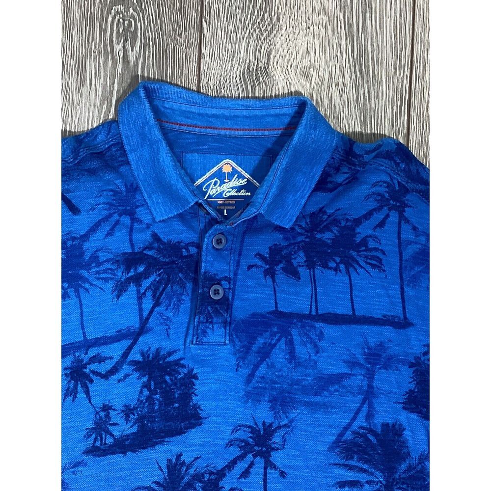 Paradise Collection Men's‎ Shirt Palm Trees Blue Button Short Sleeve